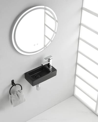 Wiesbaden Rhea S mini fontein rechts 36,5 x 18 x 9 cm keramiek mat zwart