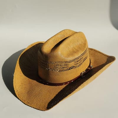 Heren Stijve Stro Cowboyhoed dames Brede Rand Weide strooien hoed cowboy effen zomer Zon hoed doos verpakking sombrero vaquero man 56-58 brown