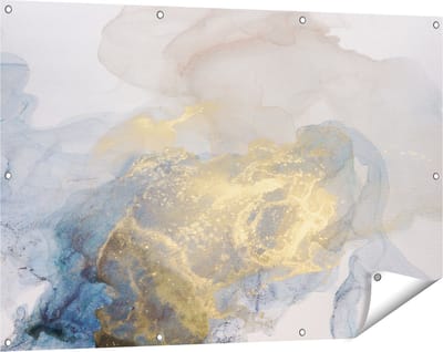Gards Tuinposter Abstracte Kunst van Grijze Gouden Marmer - 120x80 cm - Tuindoek - Tuindecoratie - Wanddecoratie buiten - Tuinschilderij