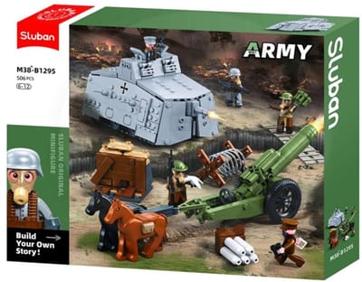 Sluban WW2 Attack Tank & Howitzer bouwspeelgoed kinderen vanaf 6 jaar – Leger army constructie speelgoed modelbouw – bouwdoos met 506 bouwstenen – M38-B1295