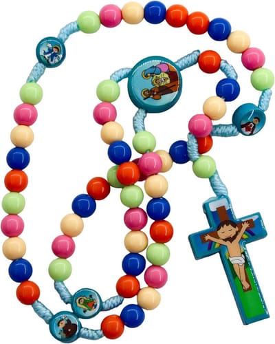 Kleine Rozenkrans met Sint Benedictus Medaille en Multicolor Kralen voor Muur en Gebed