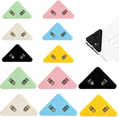 Hoekclips voor papier - Driehoekige kunststof bindclips, hoekbescherming voor documenten en boeken, ideaal voor kantoor en schoolgebruik