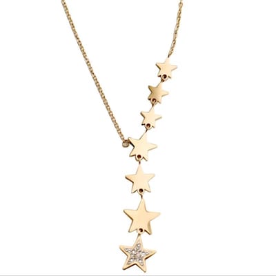 Sorprese Ketting - Diamond Stars - Goudkleurig - Ketting Dames - 35 cm - Cadeau - Model W