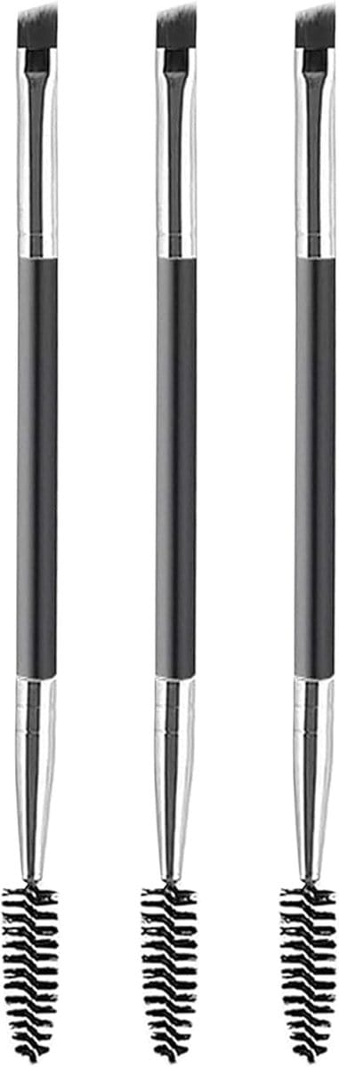 2 Wenkbrauwborstels - Lengte 15,5 cm - Wenkbrauwverfborstel - Spiraalborstel - Mascaraborstel - Multifunctioneel - Geschikt voor het kleuren van wenkbrauwen en oogmake-up voor volume en een langduriger effect - Zwart