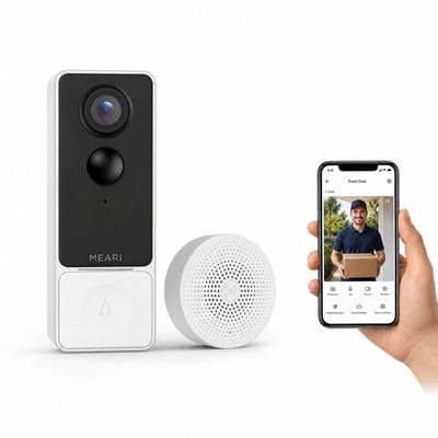 MEARI B1 Slimme AI Video Deurbel – 2K Beveiligingscamera met AI Detectie, Nachtzicht, Tweeweg Audio & App Bediening