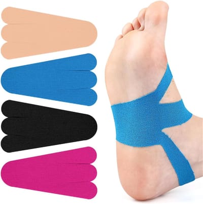 Daity Verpakking van 24 voorgesneden kinesiotapes - waterdichte en ademende sporttape voor verlichting van plantaire fasciitis - elastische sporttape voor gewrichten en spieren - geschikt voor voetboog - hiel en enkel (meerdere kleuren)