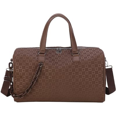 Sac à main tendance, simple et atmosphérique, de voyage, grande capacité, avec chaîne décorative, sac de rangement pour vêtements à domicile marron
