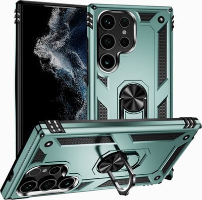 Coverup Hoesje - Geschikt voor Samsung Galaxy S24 Ultra Hoesje - Coverup Ring Kickstand Back Cover - Groen