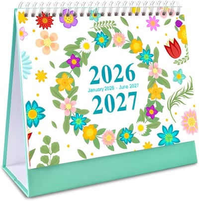 Calendar 2026/2027 Wandkalender, 18 maanden, A4-formaat, van januari 2026 tot jun 2027, bureauplanner met dik papier, bloemendesign