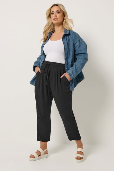 Yours Zwarte Gehaakte Zijcropped Broek Size 42