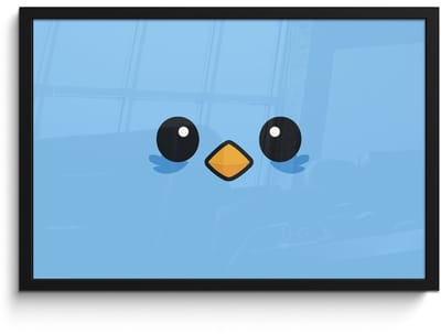 Poster in lijst - Fotolijst 60x40 cm - Posters - Vogel - Blauw - Eenvoudig - Posterlijst zwart - Decoratie - Wanddecoratie woonkamer - Muurdecoratie slaapkamer