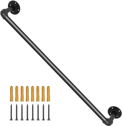 Pijp Trapleuning 0,9 M Leuningen Trappen Binnen Zwart Outdoor Indoor Universele Trapleuning Gemaakt van Koolstofstaal en Matte Afwerking met 200 Kg Draagvermogen voor Binnen- en Buitengebruik
