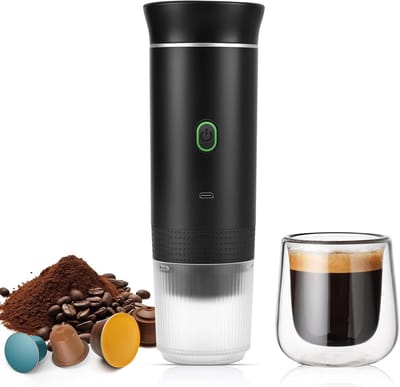 Draagbaar Koffiezetapparaat - Geschikt Voor Onderweg - Draagbare Reis Espressomachine - Oplaadbaar - 12v Oplaadbare Espressomachinemet Voor Kamperen En Auto - Draagbare Koffiemachine - Zwart
