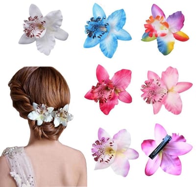 Dailygoods- Haarspelden 12 Stuks - Bloem/Haaraccessoires - Alligator Clips - Boheemse Stijl - Tropisch Thema - Perfect voor Feestjes/Bruiloften
