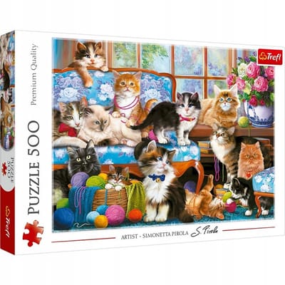 Trefl - Legpuzzel - 500 Stuks - Kattenfamilie - 48x34 cm