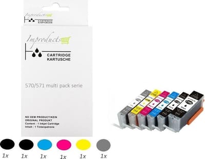 Improducts® Inkt cartridges - Alternatief Canon PGI-570 / CLI-571 XL set + grijs