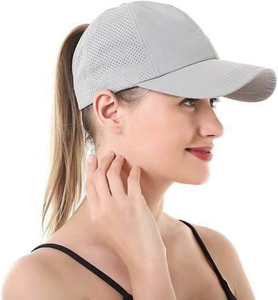 Dames Ponytail Baseball Pet - Sneldrogend Ademend Net Ponyhoed - Verstelbare Lichtgewicht UV Bescherming Sportpet voor Hardlopen Reizen Sportschool