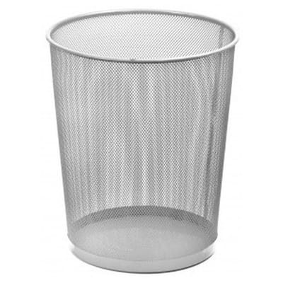 2x Metalen prullenmand/prullenbak zilver 34 cm - Kantoor prullenmand voor papier 19 liter rond van metaal