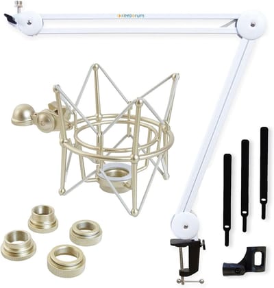Microfoonarm - Tafelstatief - Opnames maken - Verstelbaar Bereik - 100 cm - Wit