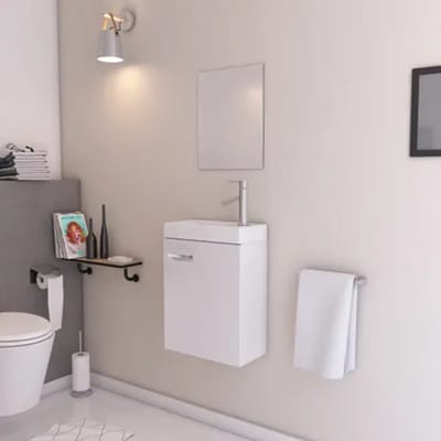 Aurlane Fonteinmeubelset Nina - Inclusief Wastafel En Spiegel - Wit - 44x24x59cm