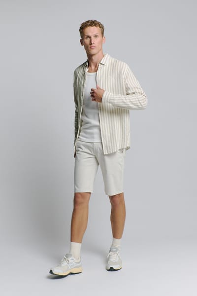 NO-EXCESS beige heren overhemd   Punt kraag   Regular fit   Streep patroon   Knoopsluiting   Duurzaam   Lange mouw Beige XXL