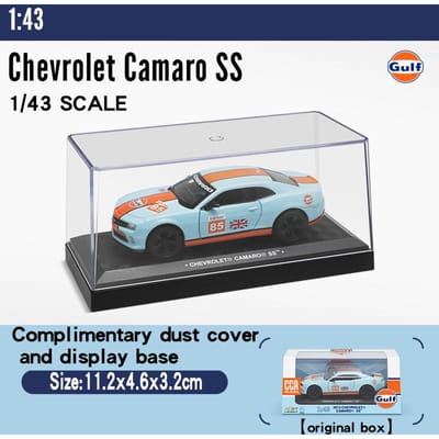 1:43 Station-service Gulf Bus Fusca Ford Gt Camaro Modèle Réduit de Voiture de Course Métal Moulé sous Pression Maison Tendance Ornements d'Affichage de Bureau Cadeau