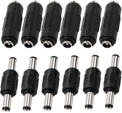 Store_7 - DC-stekkeradapter - Mannelijk naar Vrouwelijk - 12 stuks - Zwart - Geschikt voor Automonitor - 5,5 x 2,1 mm