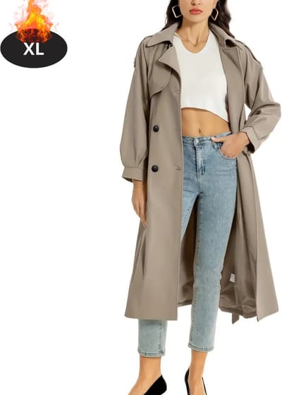 Livano Mantel Dames - Tussenmantel - Jas - Mantelpakje - Trenchcoat - Overjas - Overcoat - Winter - Grijs - XL