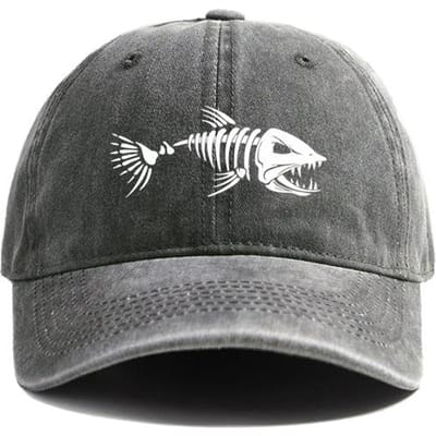 Baseballpetten met visgraat- en visbotprint zijn ideale uitrusting voor casual en minimalistisch reizen voor zowel mannen als vrouwen gray