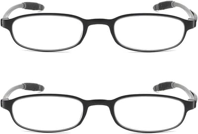 Lichte Flexibele Leesbril met Blauwlichtfilter, Compact en Draagbaar (2 Stuks)