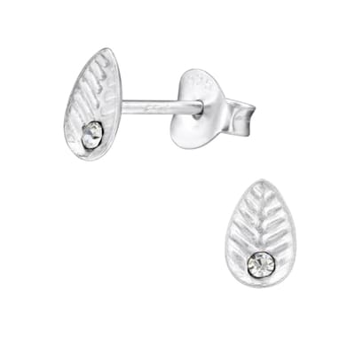 Aramat Jewels | Oorbellen | Zilveren Blaadje Oorbellen Kristal – 6x4mm | | | |4mm | Zilver | Kinderen, Volwassenen | Verkleurd niet