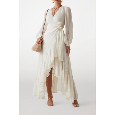 GUESS Marciano By  Elsa Wrap Flare Dress Sandy Shore Größe: 40 | Maxikleider Outlet | Damen | Braun