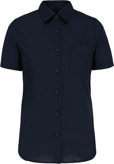 Kariban Dames Poplin Blouse Korte Mouwen K544 - Navy - 3XL