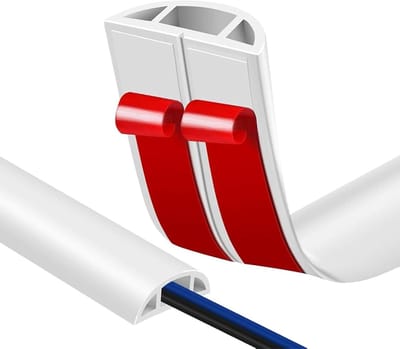 Zelfklevende Flexibele Kabelgoot Halfrond voor 2 Kabels, Makkelijk te Snijden Mini Kabelkanaal voor Wand- of Vloerkabels in Wit