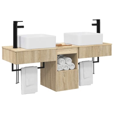 vidaXL - Badkamerkast - set - 3 - st - Sonoma - Eiken - 53 - x - 35 - x - 39 - cm - Bewerkt - hout