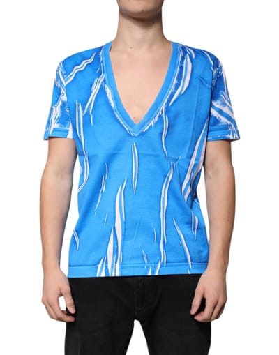 Abstracte Print V-hals T-shirt
