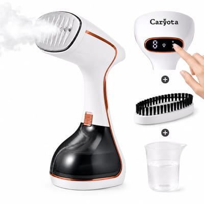 Caryota Kledingstomer - Stoomreiniger - 3 Standen - Handstomer Incl. Borstelkop - 1800W - 320ml Reservoir - Stoomstrijkijzer - Handstoomreiniger - Wit