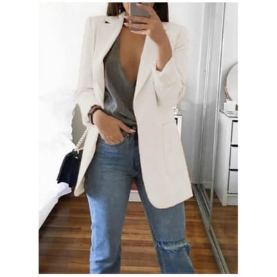 Damesmode jack Halflange mouw Casual warme jas met enkele rij knopen S