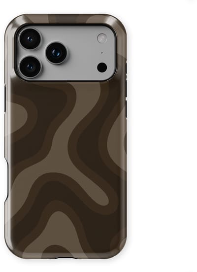 DripCase Curvy Lines Hoesje geschikt voor iPhone 17 Pro | Backcover met Mag | Design Tough Case geschikt voor iPhone 17 Pro Espresso Wave