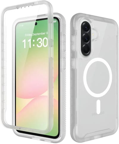 Hoesje met Ingebouwde Screenprotector Geschikt voor Samsung Galaxy A57 - Compatibel met MagSafe / Qi2 - Full Protect - Schokbestendige Beschermhoes - Case Matte Transparant