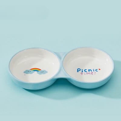 Kattenbak Hondenbak Keramische Dubbele Bak Kattenvoerbak Anti-omkiep Rijstkom Hondenwaterbak Hondenvoerbak Huisdierbenodigdheden M 26*13*4.5cm