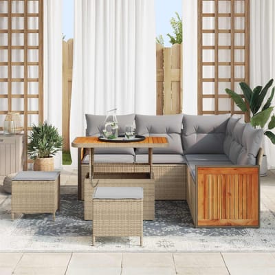 vidaXL - Tuinbank - Set - 8 - st - 8-Aantal - zitplaatsen - Beige - en - Lichtgrijs