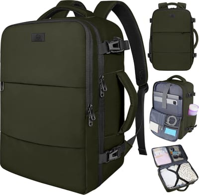 TRAVLO® Rugzak Handbagage 40x30x20 – Reistas 24L voor Dames & Heren – Weekendtas – Travel Bag – Cabin Bagage – Underseater – Tas – Koffer – Laptoptas – Schooltas – Waterdicht – Olijf Groen