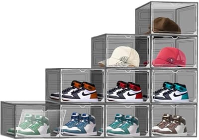 Schoencontainers - Opbergdozen - Schoenen Opbergen - Stapelbaar en Stofdicht - 6 stuks - Zwart