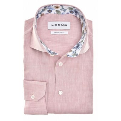 Ledûb Overhemd Faux-Uni Cotton Linnen Licht Roze / male