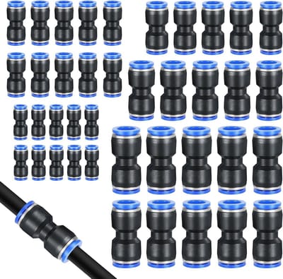 40 Stuks Rechte Pneumatische Koppelingen 4,6,8,10,12mm Push-in Snelkoppelingen voor Luchtcompressor en Luchtslangen
