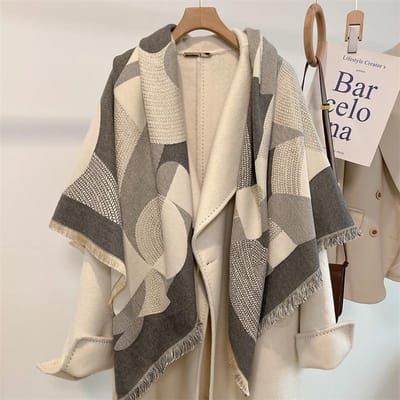 Winter Dikke Warme Dubbele Kasjmier Sjaal Sjaal Voor Vrouwen Mode Dame Lange Camelia Temperament Deken Bandana One size gray