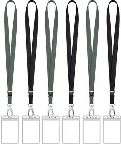 6 Stuks Afneembare Lanyards Sleutelhangers met 6 Transparante Badgehouders - Nekkoords - Keycord Pashouder - Kaarthouder met Keykoord - Badge Houder voor Kaart/Sleutels - Telefoon/GSM Koord - Sleutelkoord - Universeel ID Pashouder - Telefoonkoord