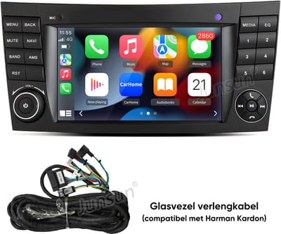 Junsun Android 15 Autoradio Geschikt Voor Mercedes Benz CLS E-Class W211 W219 Accessoires, 2GB+32GB, Draadloze CarPlay & Andriod Auto, DAB+, GPS-navigatiesysteem, Bluetooth, Stuurwielbediening, WiFi, 7-inch Touchscreen, DSP, Quad-core processor