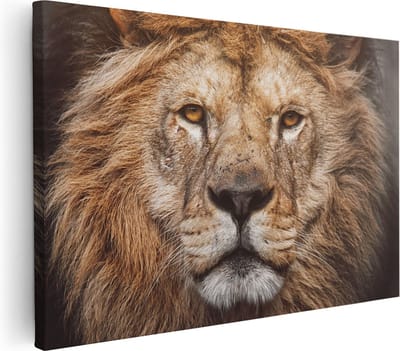 Artaza Canvas Schilderij Leeuwenkop - 30x20 cm - Klein - Muurdecoratie Dieren - Wanddecoratie Afrika - Kamer Accessoires